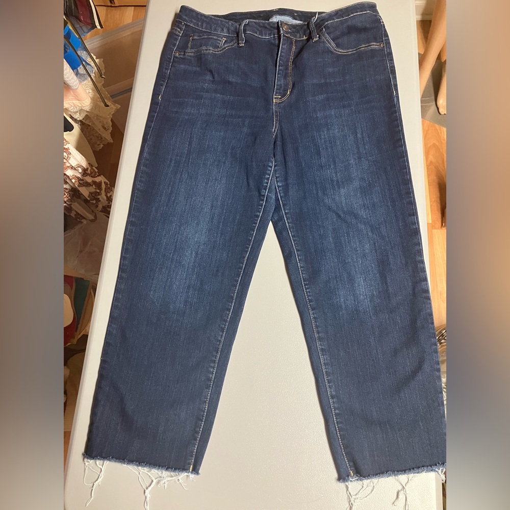 7 For All Mankind Blue Ankle Cropped Jeans